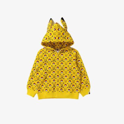 Bape x Pokemon Kids Zip Hoodie Yellow